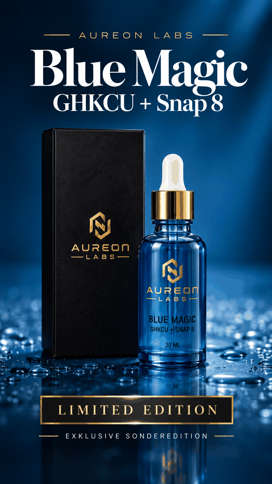 Aureon Labs Blue Magic Serum – GHK-Cu Kupferpeptid mit Snap8 Limitierte Auflage – 30 ml